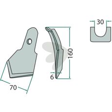 Brett skr till kultivatorpinne 70X160mm