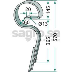 Kultivatorpinne rak med skr 111099018, KW11109901