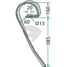 Slppinne vnster 32x10mm lngd 385mm 00017591