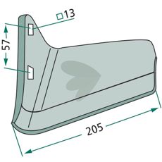 Vingskr vnster 205mm hl 13mm 447151