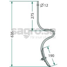 Pinne ls, kpl. med skr 32x10mm lngd 635mm hl 12mm