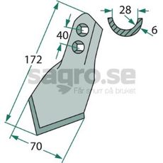 Skr Kongskilde m.fl. 70X172mm hl 40mm