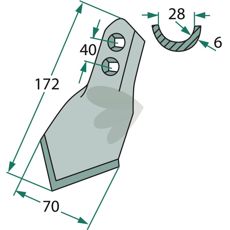 Skr Kongskilde m.fl. 70X172mm hl 40mm