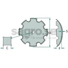 Tallrik tandad fyrkantshl 41X41 810x8mm