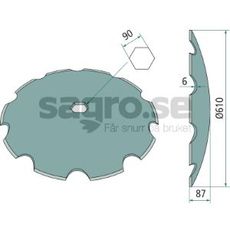 Tallrik tandad Quivogne Sexkantshl 90 6mm