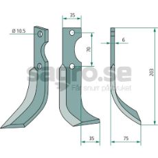 Jordfrskniv 35x10, 5x6