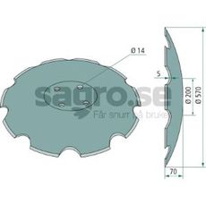 Tallrik tandad 570x5mm 4 fsthl