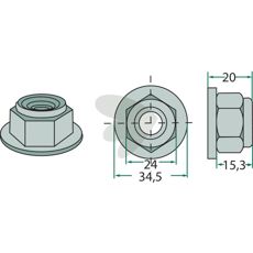 Mutter med flns M16x1,5 mm 10.9 - DE223