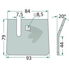 Avskraparplatta Howard / Kongskilde 93X79mm