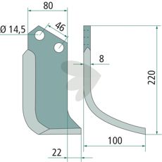 Jordfrskniv  Breviglieri c-c 46mm hl 14,5mm