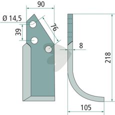 Jordfrskniv  Breviglieri c-c 76mm hl 14,5mm