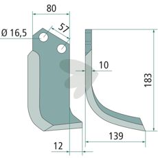 Jordfrskniv  Celli c-c 57mm hl 16,5mm