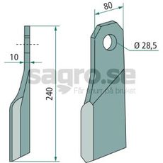 Slagkniv vnster Gilbers hl 28,5 mm