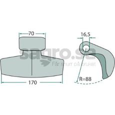 Hammarslaga 70/170mm, 16,5mm