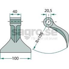 Hammarslaga 40/100mm, hl 20,5mm