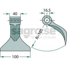 Hammarslaga 40/100mm, hl 16,5mm