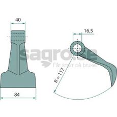 Hammarslaga 40/84mm, hl 16,5mm