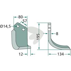 Jordfrskniv  Celli c-c 57mm hl 14,5mm