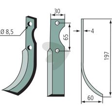 Jordfrskniv  Eurosystems m.fl. c-c 65mm hl 8,5mm