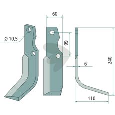 Jordfrskniv  Goldoni c-c 99mm hl 10,5mm