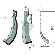 Jordfrskniv  S.E.P. m.fl. c-c 66mm hl 10,5mm