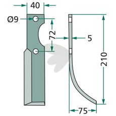 Jordfrskniv  Hako c-c 72mm hl 9mm