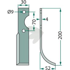 Jordfrskniv  Honda c-c 70mm hl 9mm