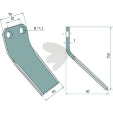 Jordfrskniv  Kverneland,Maletti c-c 40mm hl 14,5mm