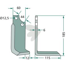 Jordfrskniv  Maschio c-c 44mm hl 12,5mm