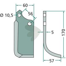 Jordfrskniv  Maschio c-c 56mm hl 10,5mm