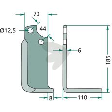 Jordfrskniv  Maschio c-c 44mm hl 12,5mm