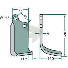 Jordfrskniv  Zappator,Maschio c-c 56mm hl 14,5mm