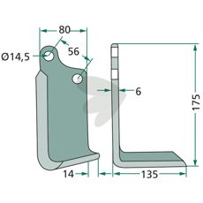 Jordfrskniv  Maschio c-c 56mm hl 14,5mm