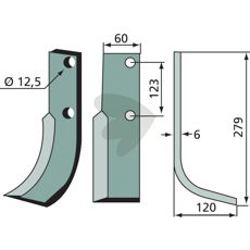 Jordfrskniv  Muratori c-c 123mm hl 12,5mm