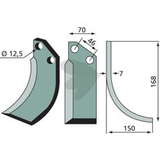 Jordfrskniv  Muratori c-c 46mm hl 12,5mm