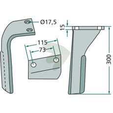 Rotorharvtand Lemken 115X300mm hl 17,5mm