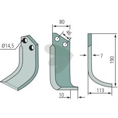 Jordfrskniv  Sovema,Muratori c-c 46mm hl 12,5mm