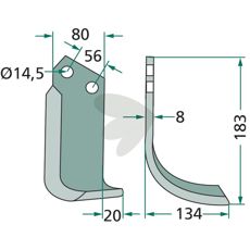 Jordfrskniv  Tortella c-c 56mm hl 14,5mm