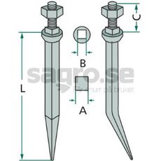 Harvpinne rak 220x20mm M16 x 50mm