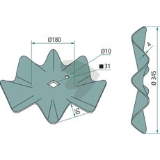Cutterskiva 345mm 180mm hl 31mm