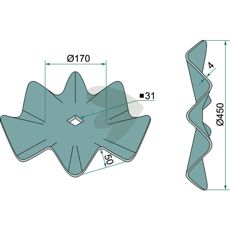 Cutterskiva Korrugerad,  450 X 4 Mm