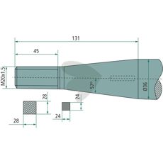 Balspjut med konisk mutter Stoll - JF M20 x 1.5 600mm