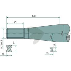 Balspjut bjd, med konisk mutter Lngd 680mm M22X1,5