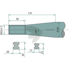 Balspjut konisk mutter Baas / Trima M22X1,5 850mm