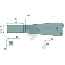 Balspjut konisk mutter M20X1,5 800mm