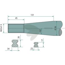 Balspjut konisk mutter Baas / Trima M22X1,5 900mm