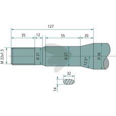 Balspjut med bussning och konisk mutter Lngd 900mm