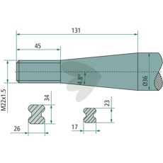 Balspjut konisk mutter Baas / Trima M22X1,5 950mm