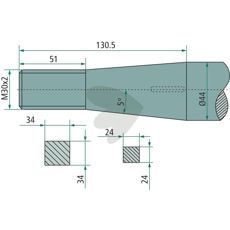 Balspjut rak, med konisk mutter Lngd 980mm 55225