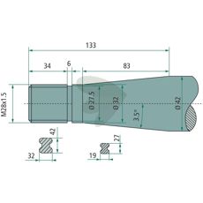 Balspjut konisk mutter M28X1,5 1000mm